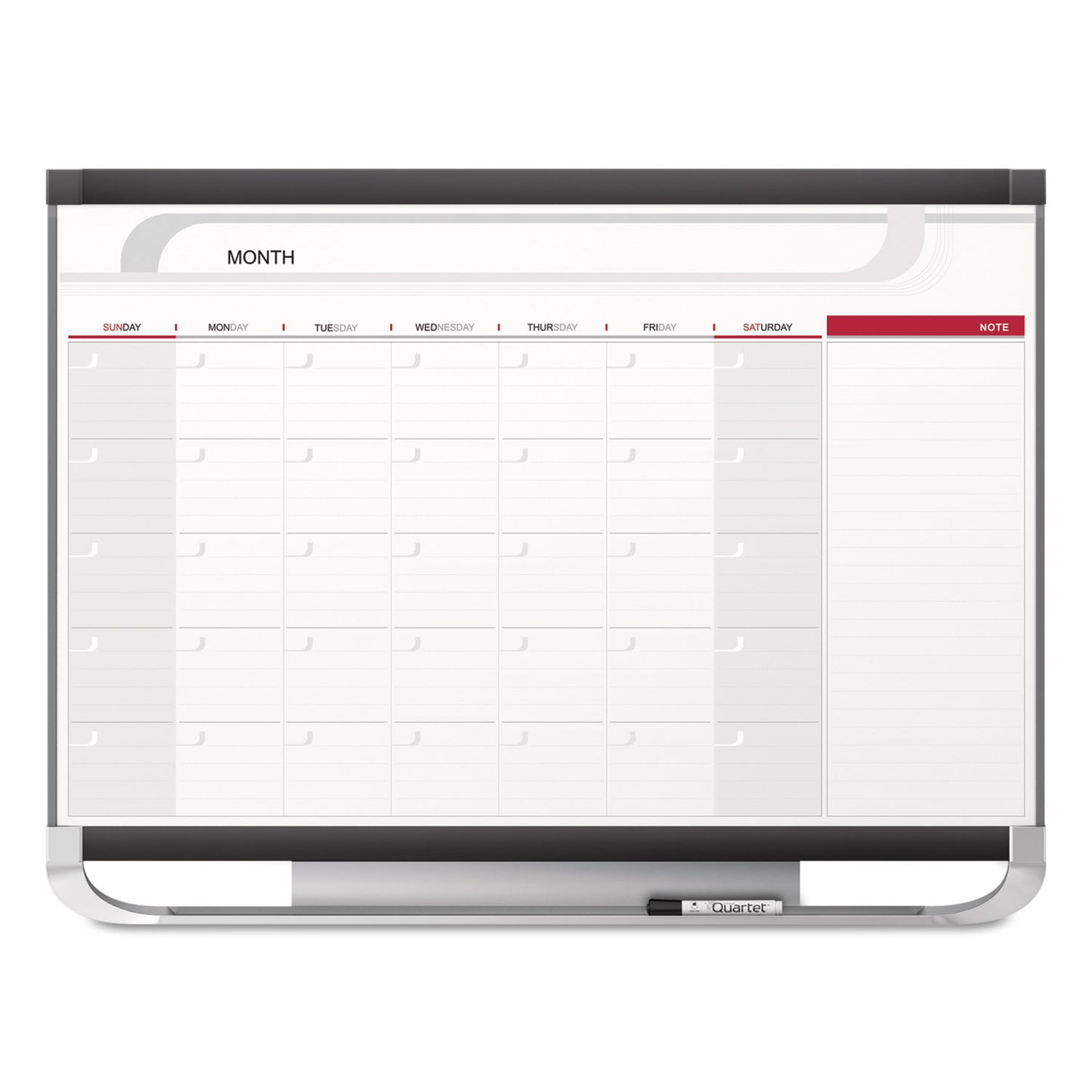 Quartet Prestige 2 Magnetic Total Erase Monthly Calendar, 36 x 24, White Surface, Graphite Fiberboard/Plastic Frame (CP32P2)