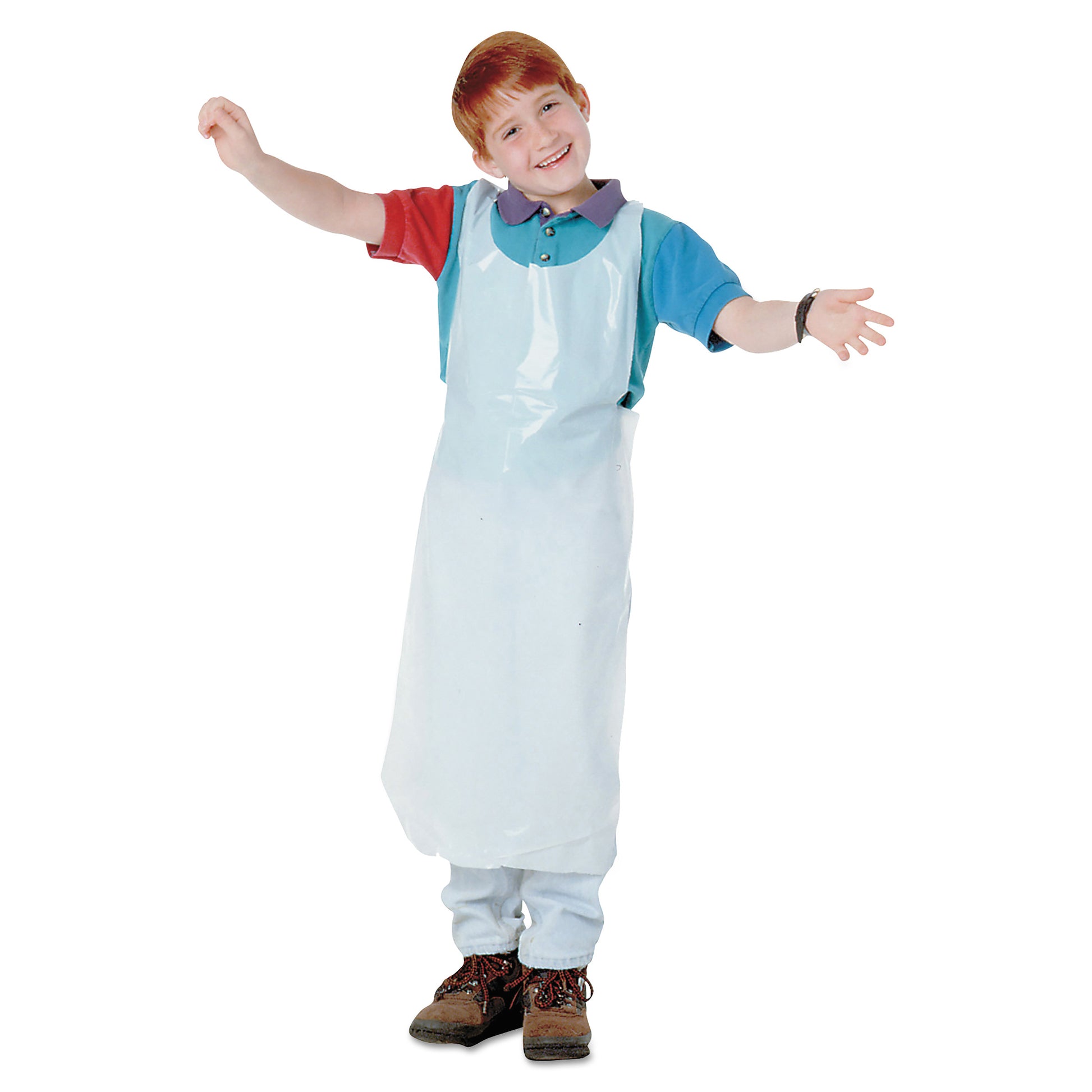 Baumgartens Disposable Apron, Polypropylene, One Size Fits All, White, 100/Pack (64620)