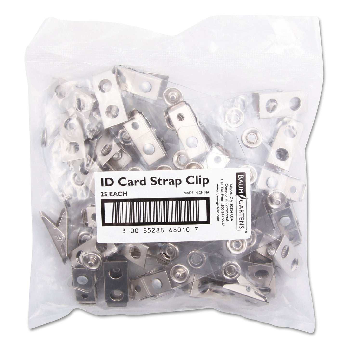 SICURIX ID Strap Clips, 0.38" x 2.75", Clear, 25/Pack (68010)