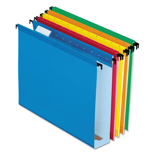 Pendaflex Extra-Capacity SureHook Hanging Folders, 2" Capacity, Letter Size, 1/5-Cut Tabs, Assorted Colors, 20/Box (6152X2ASST)