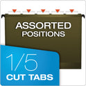 Pendaflex Standard Green Hanging Folders, Letter Size, 1/5-Cut Tabs, Standard Green, 25/Box (81602)