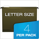 Pendaflex SureHook Hanging Pocket File, Letter Size, 1/5-Cut Tabs, Standard Green, 4/Pack (09217)