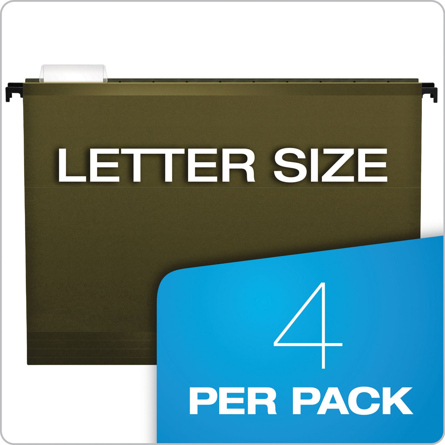 Pendaflex SureHook Hanging Pocket File, Letter Size, 1/5-Cut Tabs, Standard Green, 4/Pack (09217)