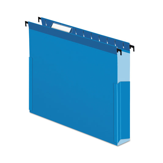 Pendaflex SureHook Reinforced Extra-Capacity Hanging Box File, 1 Section, 3" Capacity, Letter Size, 1/5-Cut Tabs, Blue, 25/Box (59203)