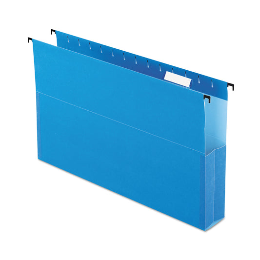 Pendaflex SureHook Reinforced Extra-Capacity Hanging Box File, 1 Section, 2" Capacity, Legal Size, 1/5-Cut Tabs, Blue, 25/Box (59302)