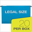 Pendaflex SureHook Hanging Folders, Legal Size, 1/5-Cut Tabs, Blue, 20/Box (615315BLU)