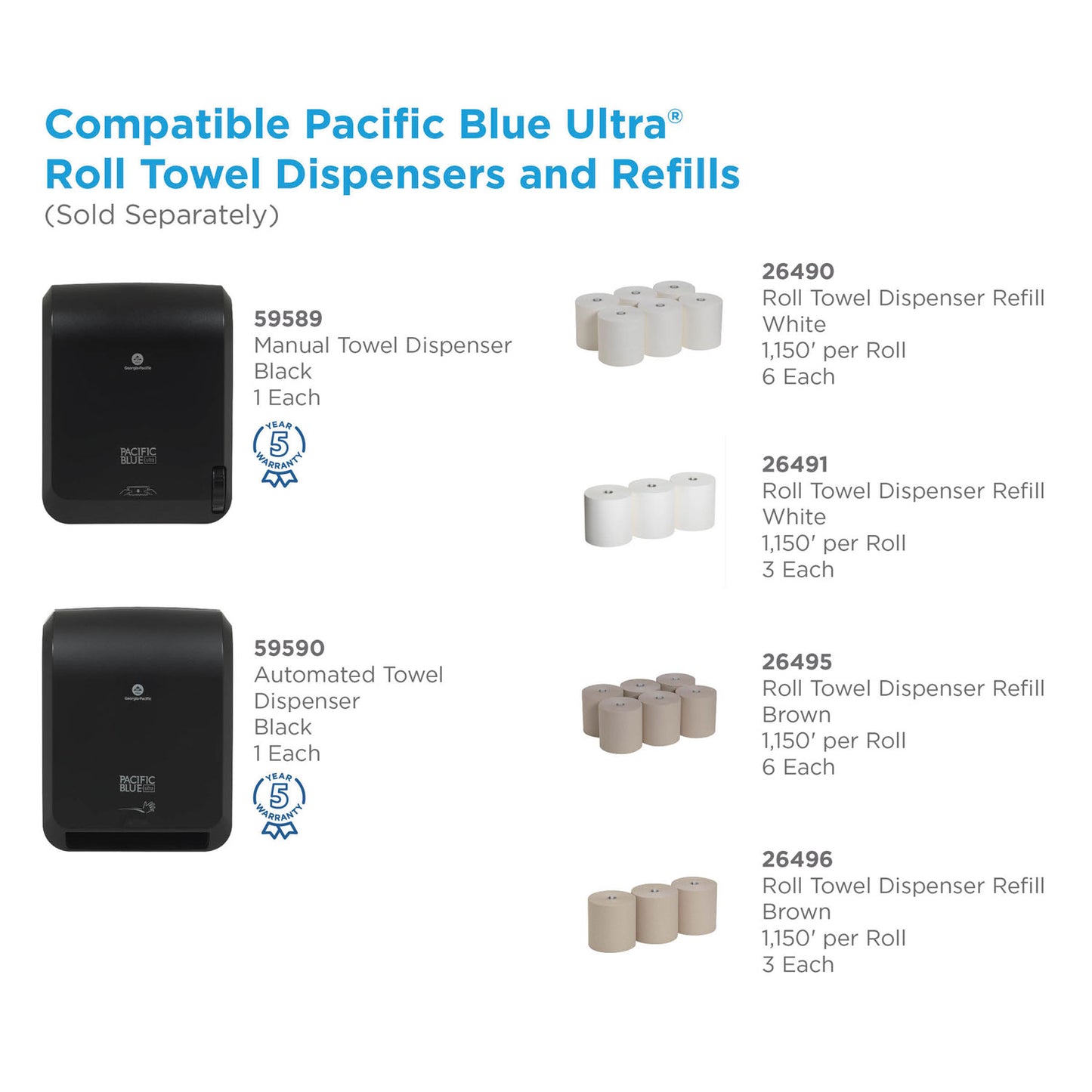 Georgia Pacific Professional Pacific Blue Ultra Paper Towel Dispenser, Automated, 12.9 x 9 x 16.8, Black (59590)