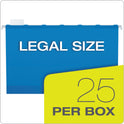 Pendaflex SureHook Reinforced Extra-Capacity Hanging Box File, 1 Section, 3" Capacity, Legal Size, 1/5-Cut Tabs, Blue, 25/Box (59303)