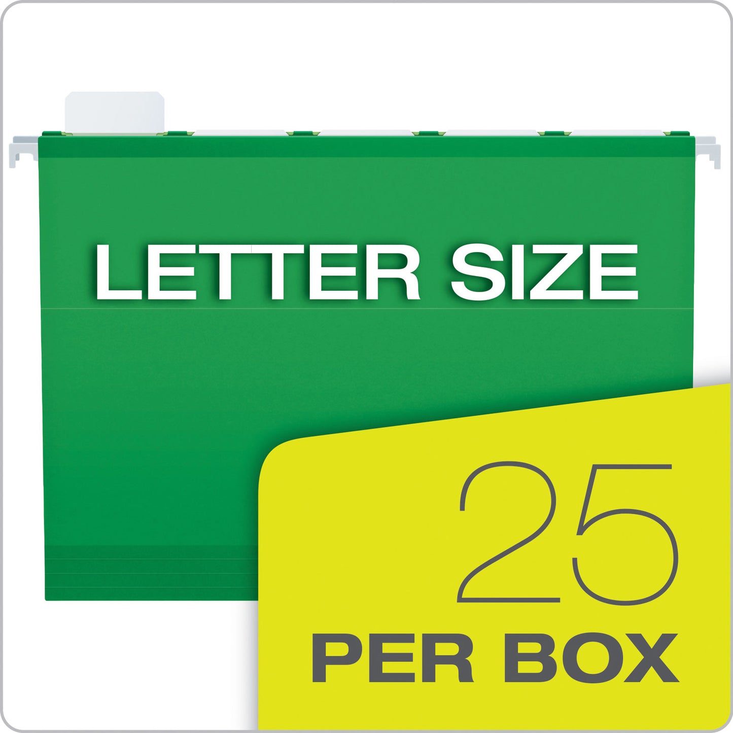 Pendaflex Ready-Tab Colored Reinforced Hanging Folders, Letter Size, 1/5-Cut Tabs, Bright Green, 25/Box (42626)