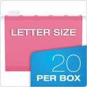 Pendaflex Ready-Tab Colored Reinforced Hanging Folders, Letter Size, 1/5-Cut Tabs, Pink, 20/Box (90240)