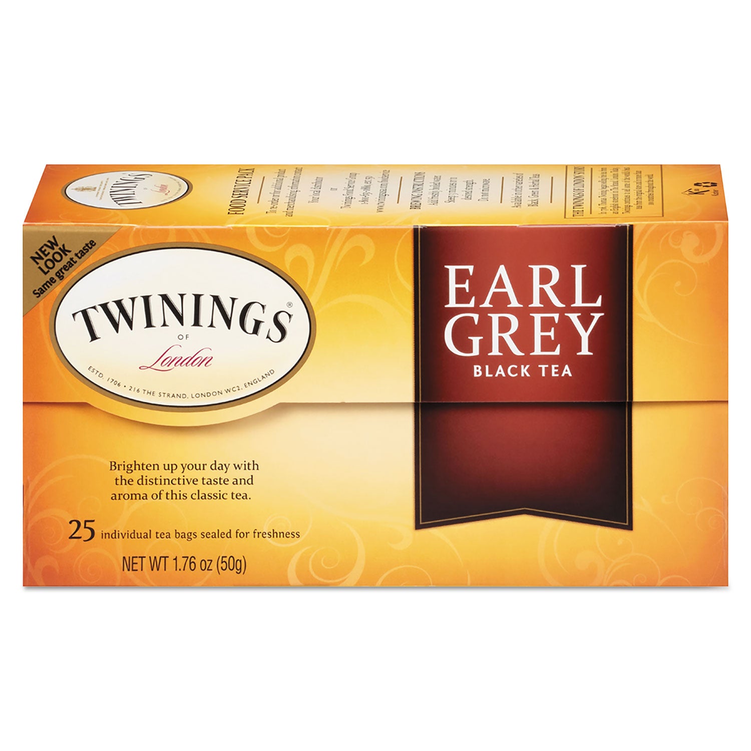 TWININGS Tea Bags, Earl Grey, 1.76 oz, 25/Box (09183)