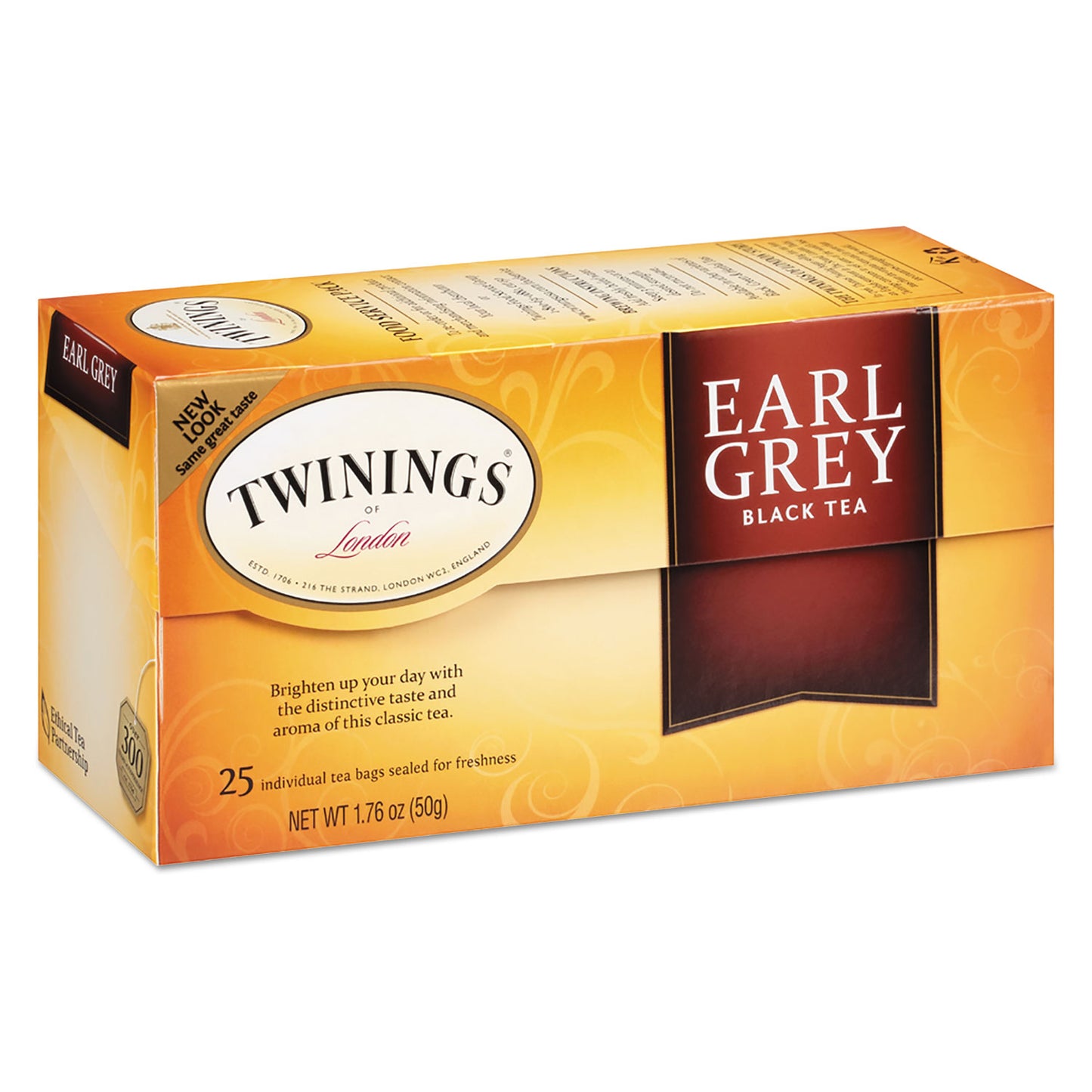 TWININGS Tea Bags, Earl Grey, 1.76 oz, 25/Box (09183)