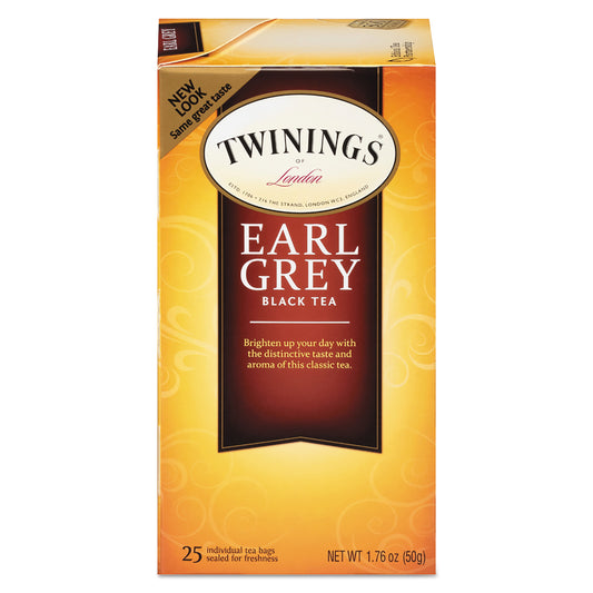 TWININGS Tea Bags, Earl Grey, 1.76 oz, 25/Box (09183)