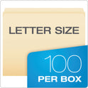 Pendaflex Manila File Folders, Straight Tabs, Letter Size, 0.75" Expansion, Manila, 100/Box (752)
