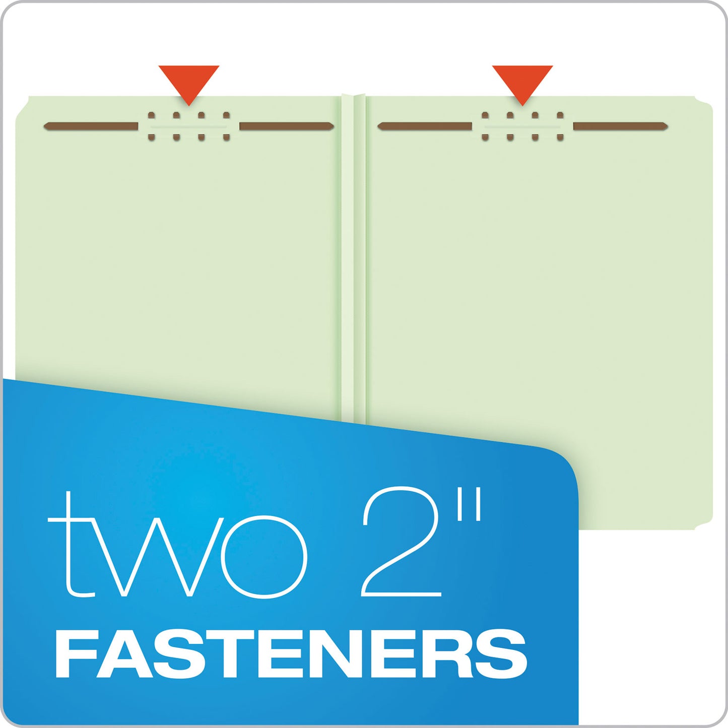 Pendaflex Heavy-Duty Pressboard Folders with Embossed Fasteners, Straight Tabs, 2" Expansion, 2 Fasteners, Letter Size, Green, 25/Box (17180)