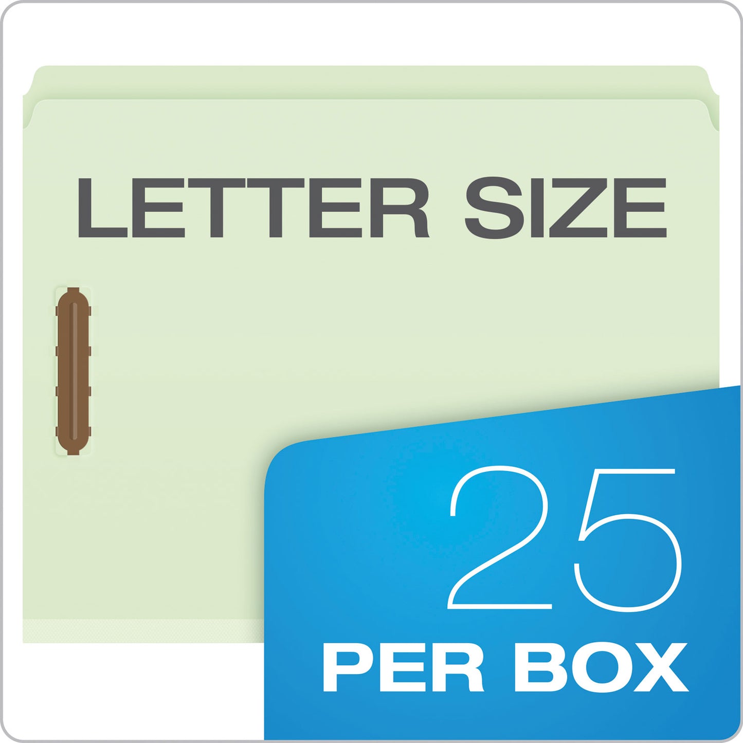 Pendaflex Heavy-Duty Pressboard Folders with Embossed Fasteners, Straight Tabs, 2" Expansion, 2 Fasteners, Letter Size, Green, 25/Box (17180)