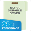 Pendaflex Heavy-Duty Pressboard Folders with Embossed Fasteners, 1/3-Cut Tabs, 3" Expansion, 2 Fasteners, Letter Size, Green, 25/Box (17182)