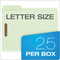 Pendaflex Heavy-Duty Pressboard Folders with Embossed Fasteners, 1/3-Cut Tabs, 2" Expansion, 2 Fasteners, Letter Size, Green, 25/Box (17181)