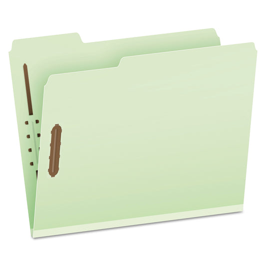 Pendaflex Heavy-Duty Pressboard Folders with Embossed Fasteners, 1/3-Cut Tabs, 3" Expansion, 2 Fasteners, Letter Size, Green, 25/Box (17182)