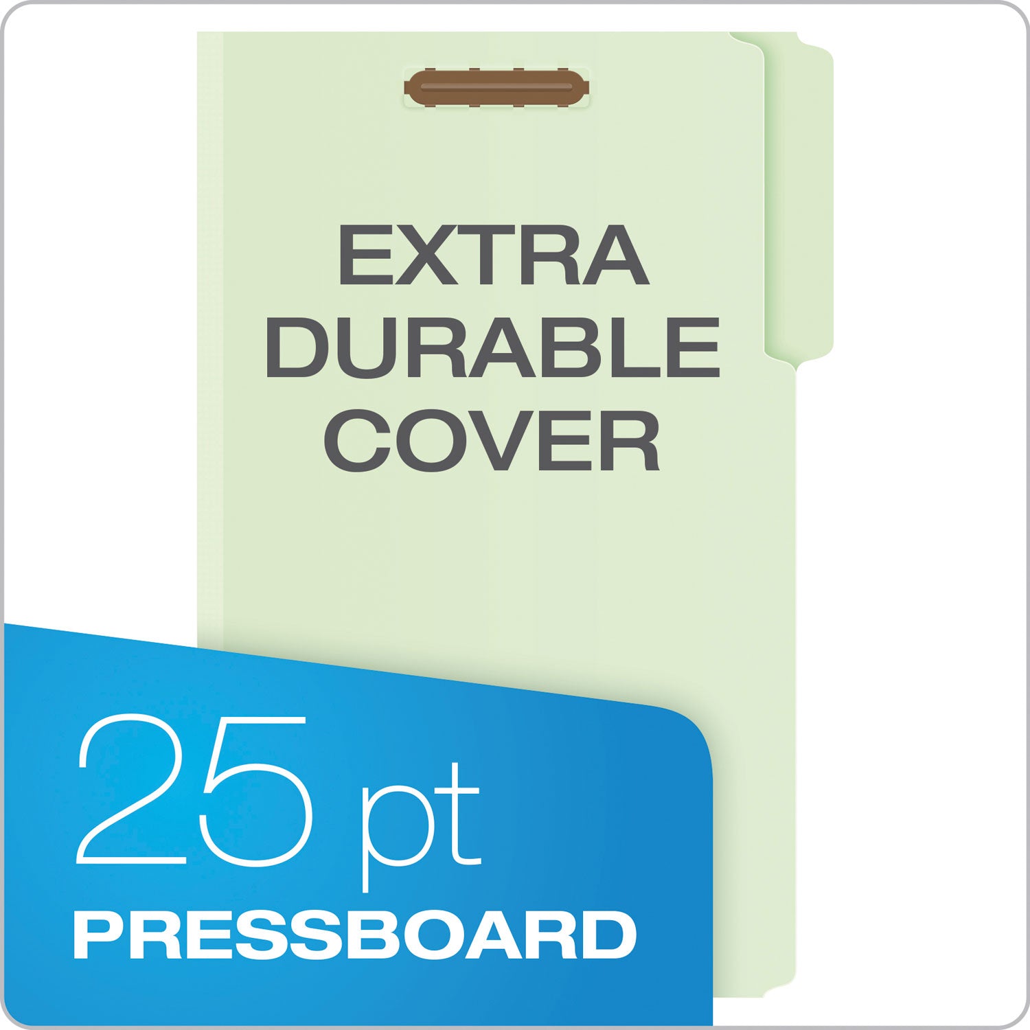 Pendaflex Heavy-Duty Pressboard Folders with Embossed Fasteners, 1/3-Cut Tabs, 3" Expansion, 2 Fasteners, Legal Size, Green, 25/Box (17187)