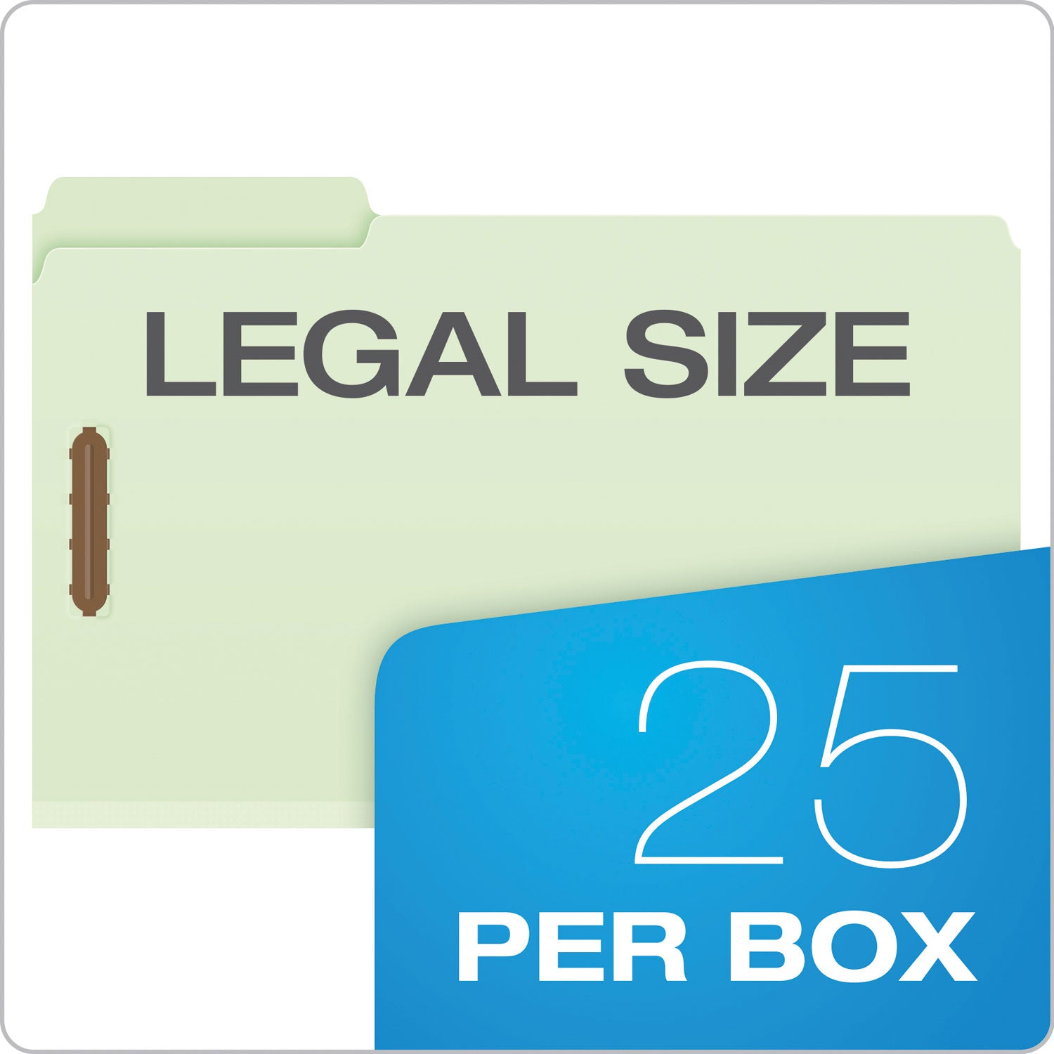 Pendaflex Heavy-Duty Pressboard Folders with Embossed Fasteners, 1/3-Cut Tabs, 2" Expansion, 2 Fasteners, Legal Size, Green, 25/Box (17186)
