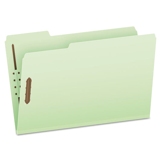 Pendaflex Heavy-Duty Pressboard Folders with Embossed Fasteners, 1/3-Cut Tabs, 3" Expansion, 2 Fasteners, Legal Size, Green, 25/Box (17187)