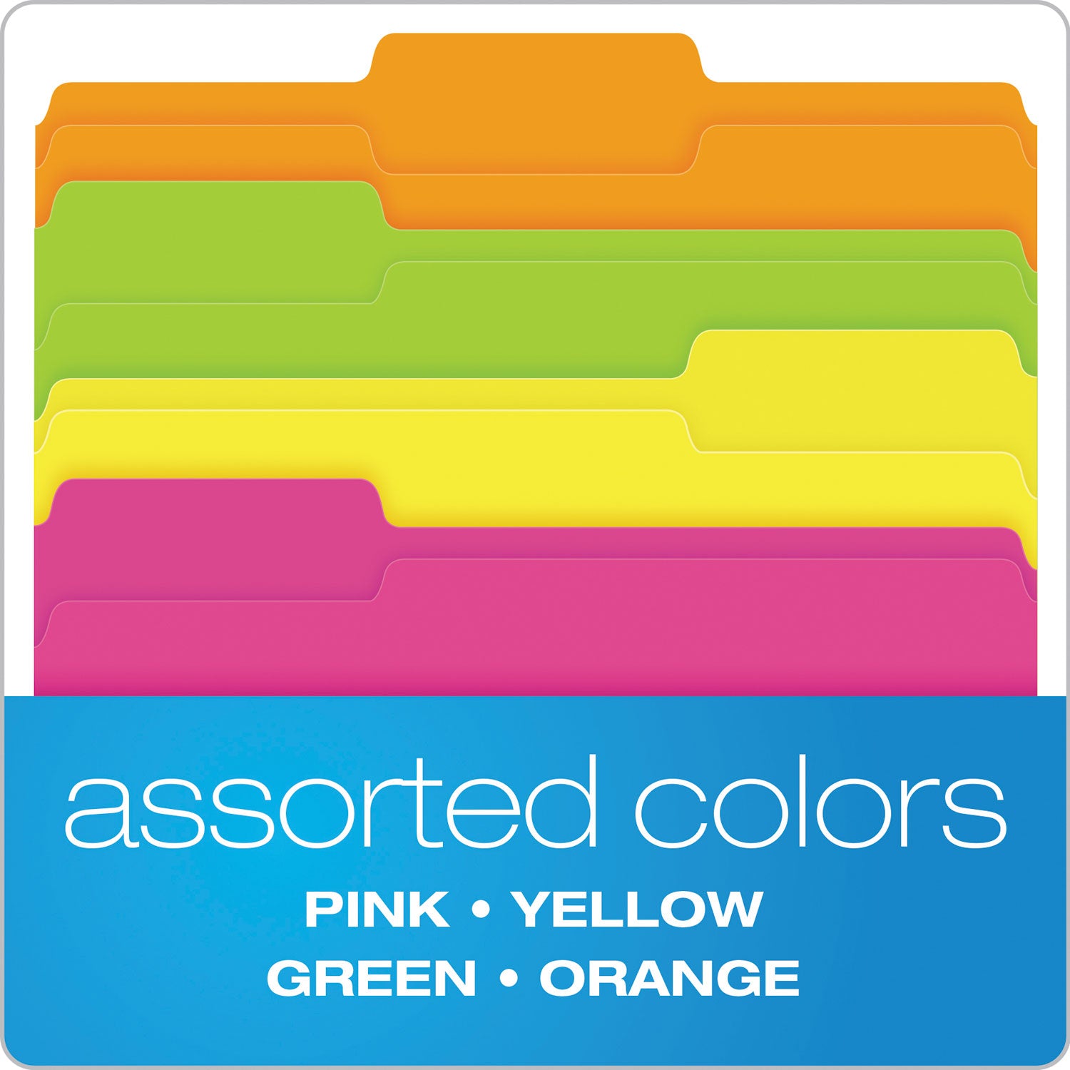 Pendaflex Glow File Folders, 1/3-Cut Tabs: Assorted, Letter Size, 0.75" Expansion, Assorted Colors, 24/Pack (40523)