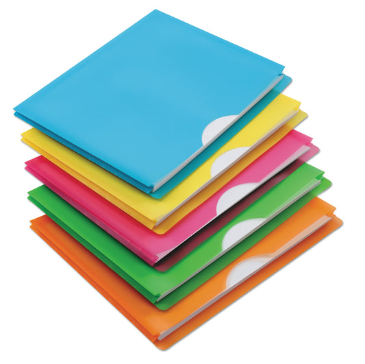 Pendaflex Glow Poly File Jacket, Straight Tab, Letter Size, Assorted Colors, 5/Pack (50992)