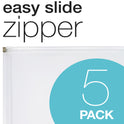 Pendaflex Poly Zip Envelope, Zipper Closure, 10 x 13, Clear, 5/Pack (84190)