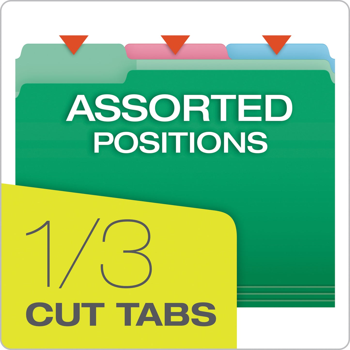 Pendaflex File Folders with Erasable Tabs, 1/3-Cut Tabs: Assorted, Letter Size, Assorted Colors, 30/Pack (84370)