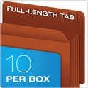 Pendaflex Heavy-Duty End Tab File Pockets, 3.5" Expansion, Letter Size, Red Fiber, 10/Box (95343)