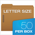 Pendaflex Kraft Fastener Folders, 1/3-Cut Tabs, 2 Fasteners, Letter Size, Kraft Exterior, 50/Box (FK212)