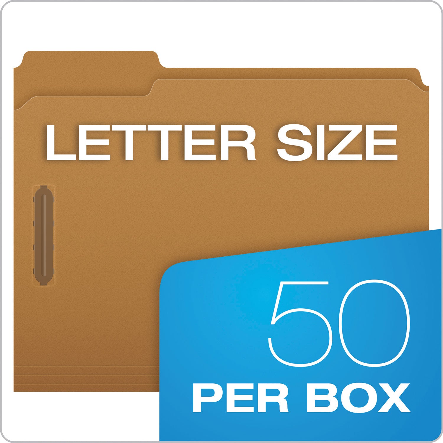 Pendaflex Kraft Fastener Folders, 1/3-Cut Tabs, 2 Fasteners, Letter Size, Kraft Exterior, 50/Box (FK212)