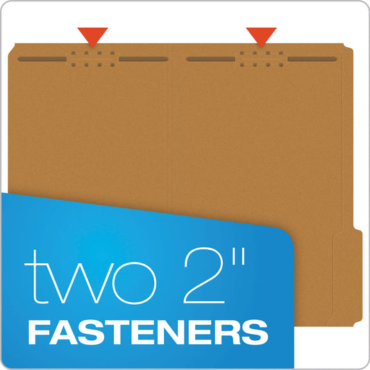 Pendaflex Kraft Fastener Folders, 1/3-Cut Tabs, 2 Fasteners, Legal Size, Kraft Exterior, 50/Box (FK312)