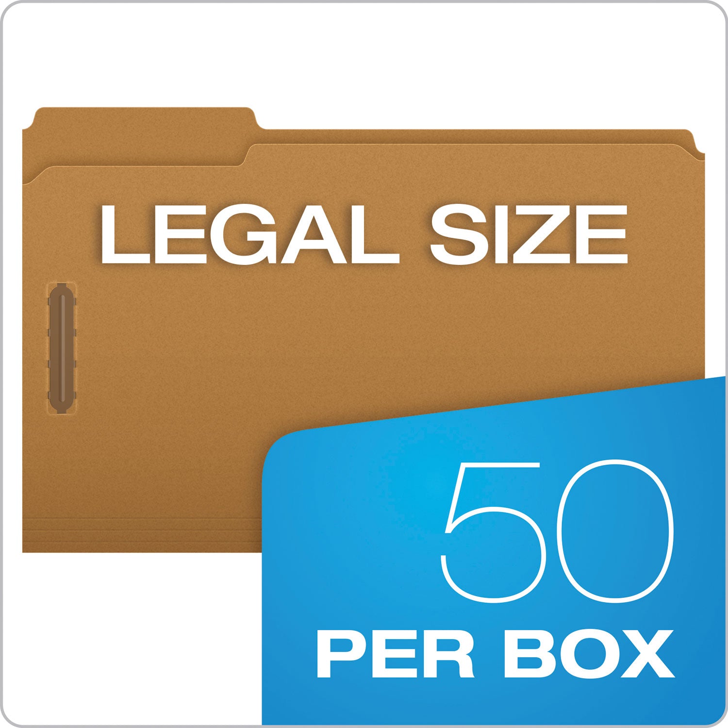 Pendaflex Kraft Fastener Folders, 1/3-Cut Tabs, 2 Fasteners, Legal Size, Kraft Exterior, 50/Box (FK312)