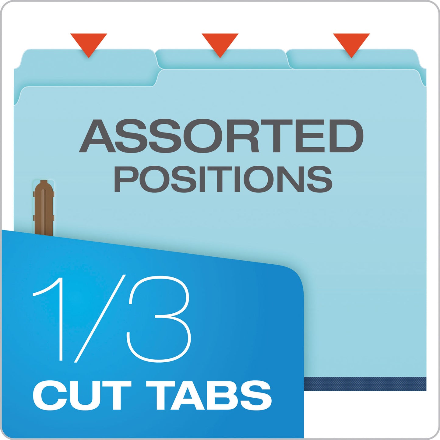Pendaflex Heavy-Duty Pressboard Folders with Embossed Fasteners, 1/3-Cut Tabs, 1" Expansion, 2 Fasteners, Letter Size, Blue, 25/Box (FP213)
