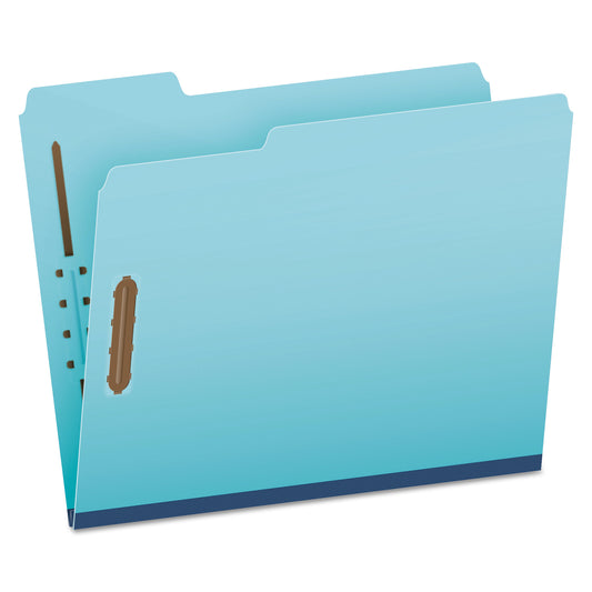 Pendaflex Heavy-Duty Pressboard Folders with Embossed Fasteners, 1/3-Cut Tabs, 1" Expansion, 2 Fasteners, Letter Size, Blue, 25/Box (FP213)