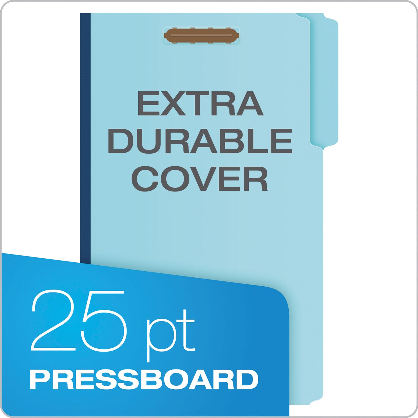 Pendaflex Heavy-Duty Pressboard Folders with Embossed Fasteners, 1/3-Cut Tabs, 1" Expansion, 2 Fasteners, Legal Size, Blue, 25/Box (FP313)