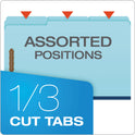 Pendaflex Heavy-Duty Pressboard Folders with Embossed Fasteners, 1/3-Cut Tabs, 1" Expansion, 2 Fasteners, Legal Size, Blue, 25/Box (FP313)