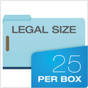 Pendaflex Heavy-Duty Pressboard Folders with Embossed Fasteners, 1/3-Cut Tabs, 1" Expansion, 2 Fasteners, Legal Size, Blue, 25/Box (FP313)