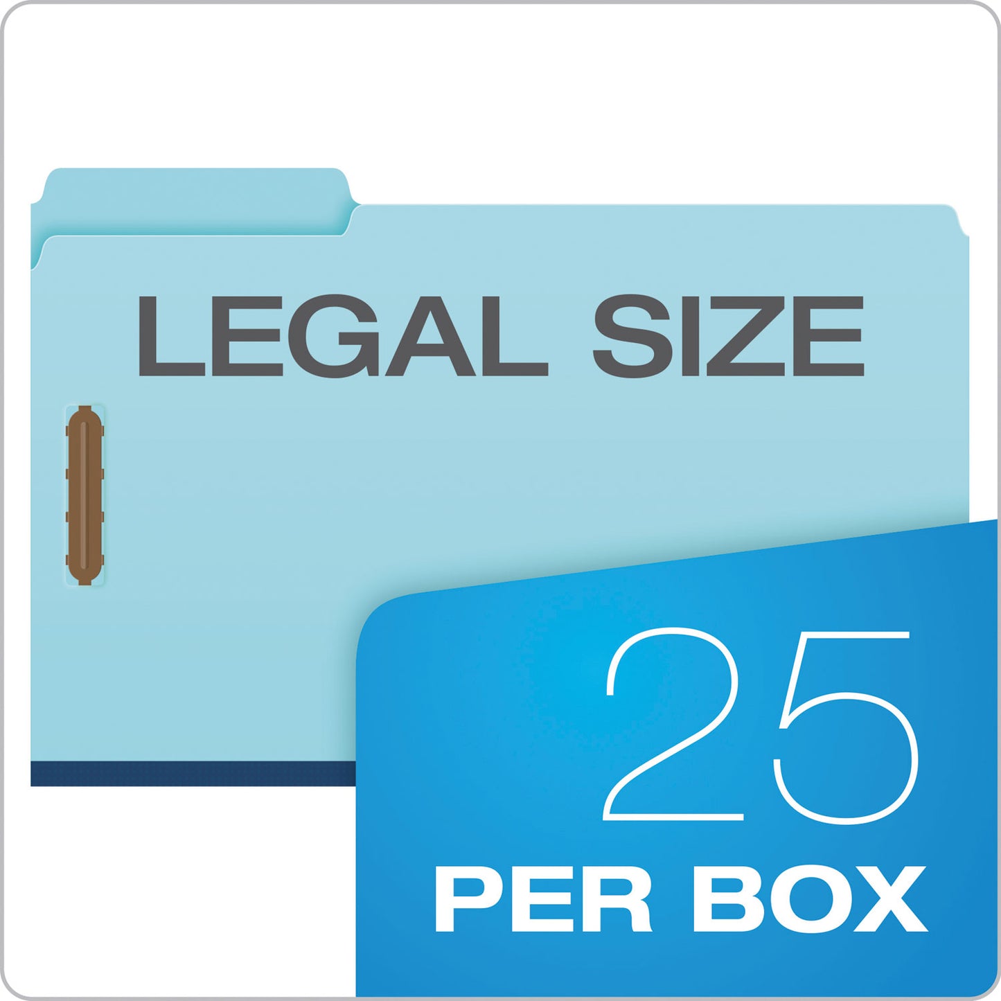 Pendaflex Heavy-Duty Pressboard Folders with Embossed Fasteners, 1/3-Cut Tabs, 1" Expansion, 2 Fasteners, Legal Size, Blue, 25/Box (FP313)