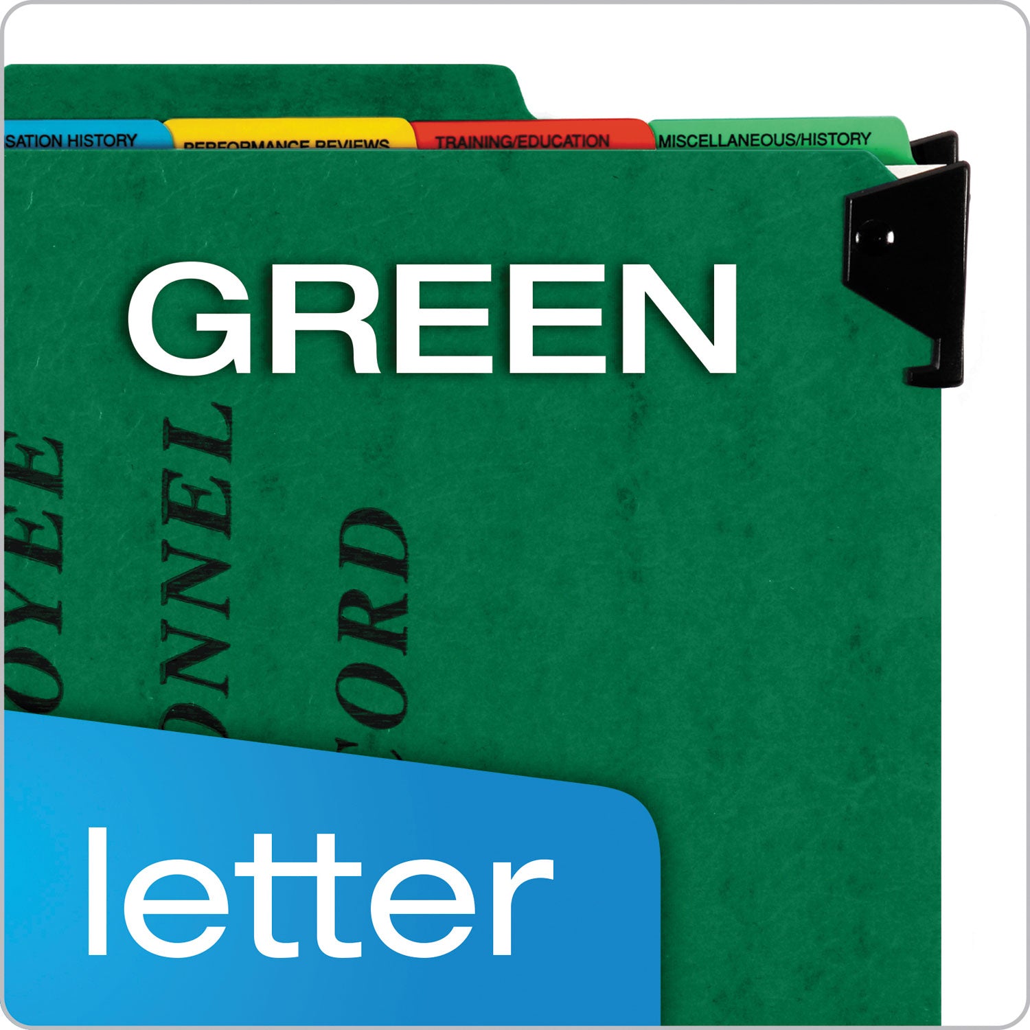 Pendaflex Hanging-Style Personnel Folders, 5 Dividers with 1/5-Cut Tabs, Letter Size, 1/3-Cut Exterior Tabs, Green (SER2GR)