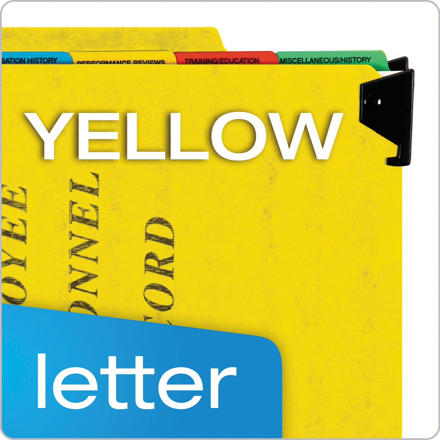 Pendaflex Hanging-Style Personnel Folders, 5 Dividers with 1/5-Cut Tabs, Letter Size, 1/3-Cut Exterior Tabs, Yellow (SER2YEL)