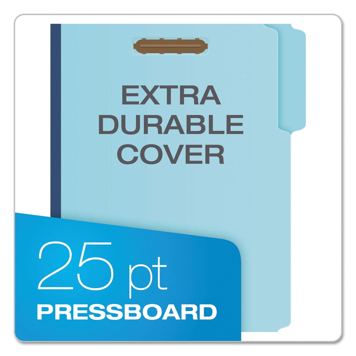 Earthwise by Pendaflex Heavy-Duty Pressboard Fastener Folders, 2" Expansion, 2 Fasteners, Letter Size, Light Blue, 25/Box (61542)