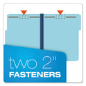 Earthwise by Pendaflex Heavy-Duty Pressboard Fastener Folders, 2" Expansion, 2 Fasteners, Letter Size, Light Blue, 25/Box (61542)