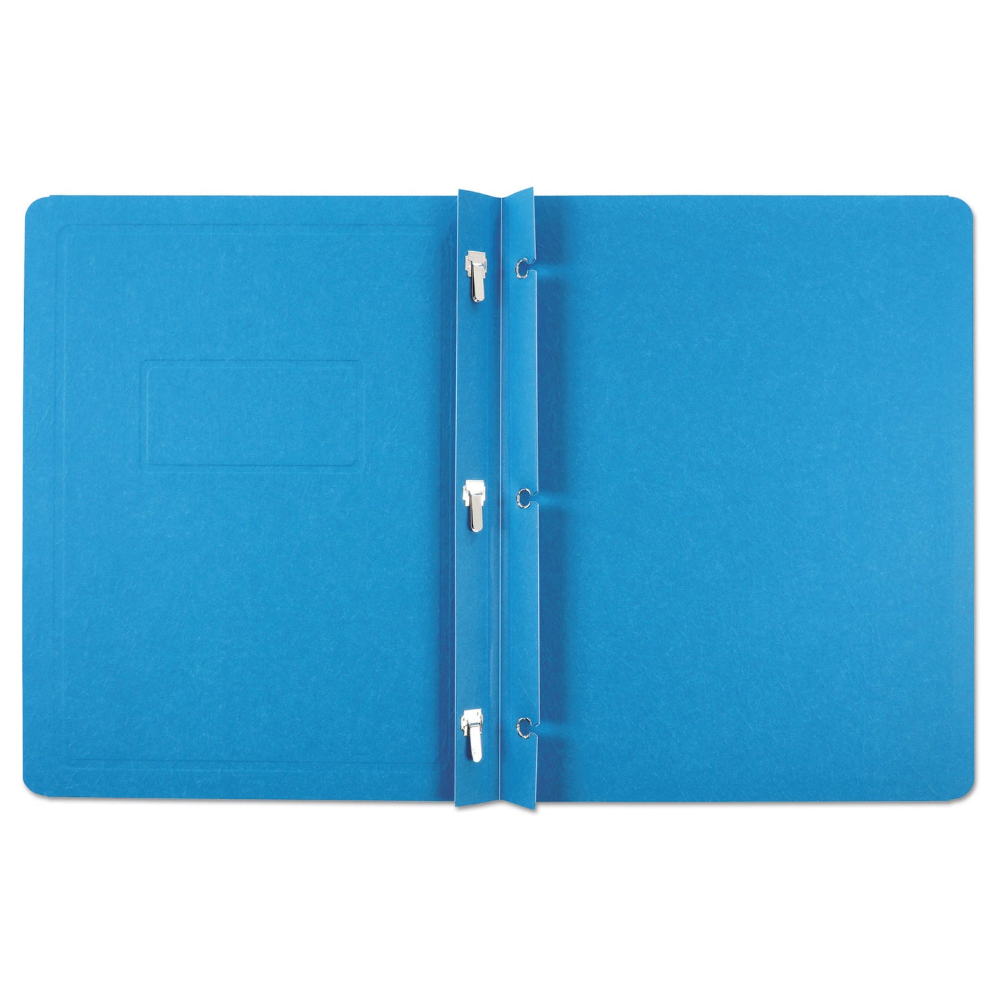 Oxford Title Panel and Border Front Report Cover, 3-Prong Fastener, Panel and Border Cover, 0.5" Cap, 8.5 x 11, Light Blue, 25/Box (52501)