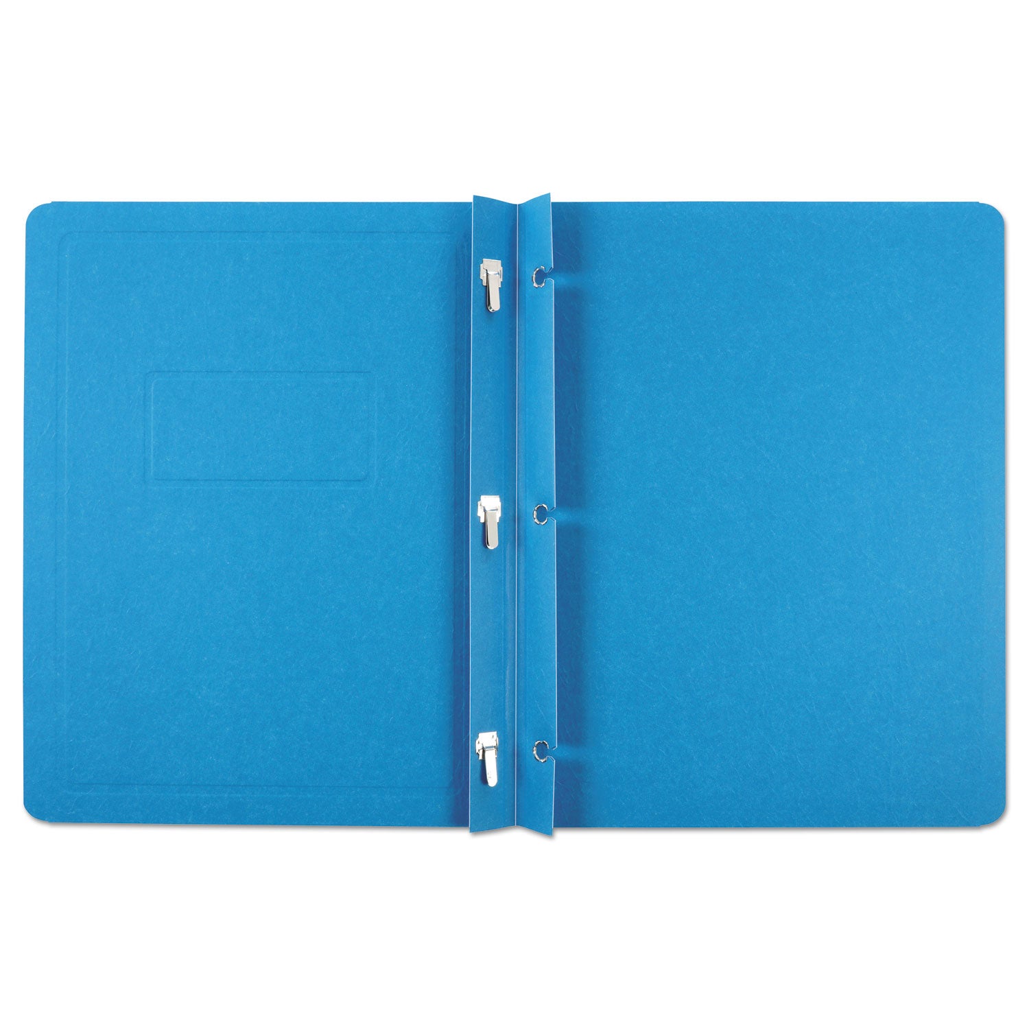 Oxford Title Panel and Border Front Report Cover, 3-Prong Fastener, Panel and Border Cover, 0.5" Cap, 8.5 x 11, Light Blue, 25/Box (52501)