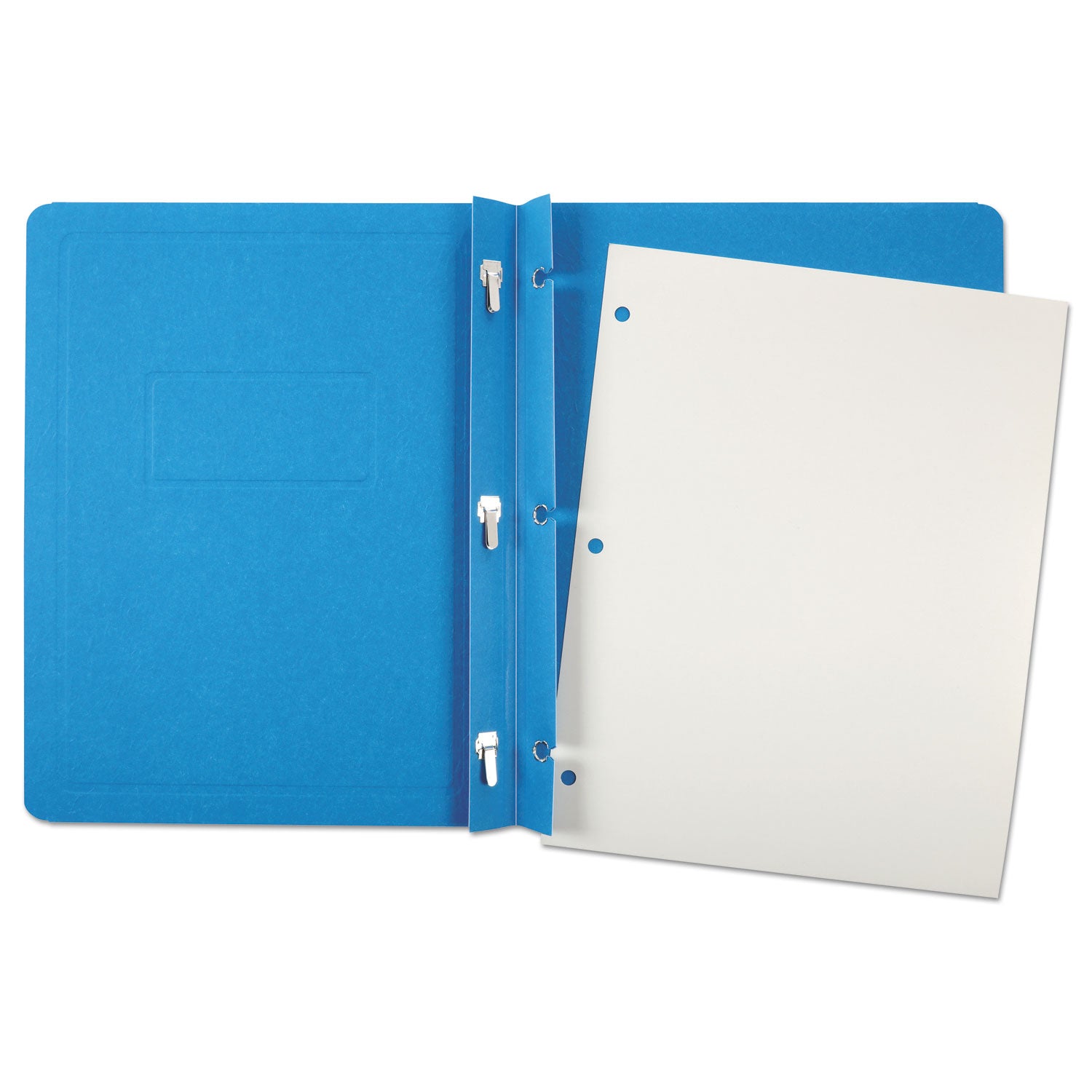 Oxford Title Panel and Border Front Report Cover, 3-Prong Fastener, Panel and Border Cover, 0.5" Cap, 8.5 x 11, Light Blue, 25/Box (52501)