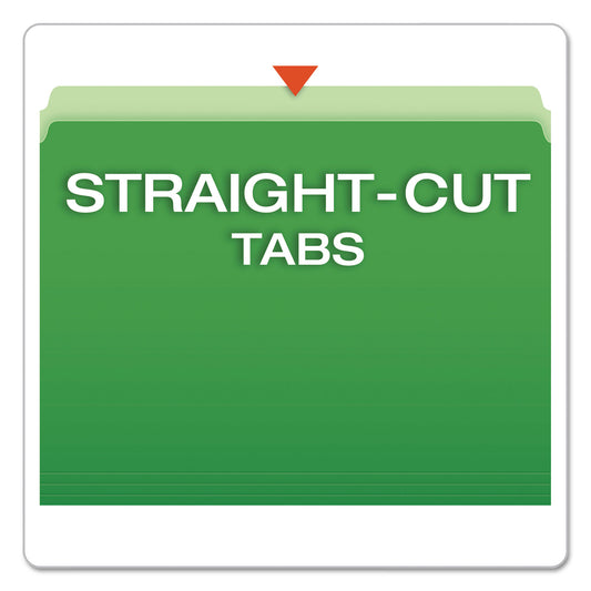 Pendaflex Colored File Folders, Straight Tabs, Letter Size, Green/Light Green, 100/Box (152BGR)