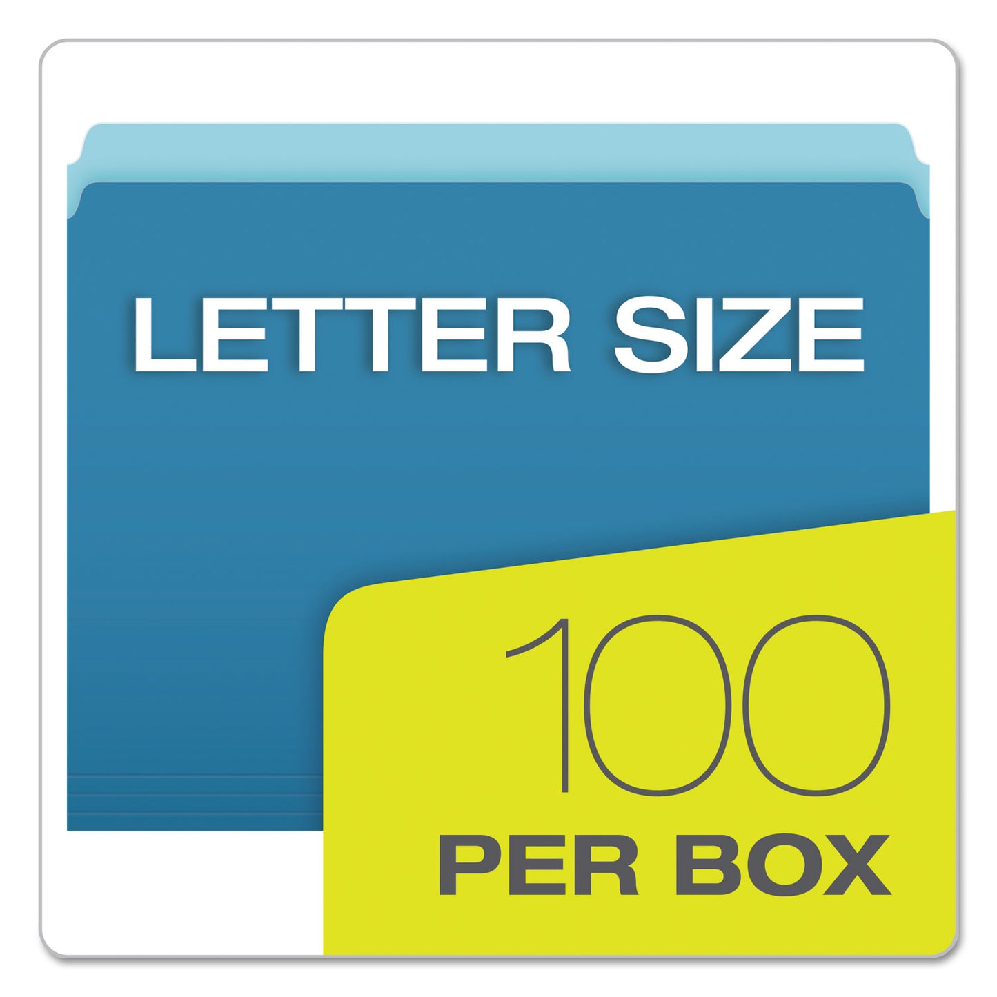 Pendaflex Colored File Folders, Straight Tabs, Letter Size, Blue/Light Blue, 100/Box (152BLU)